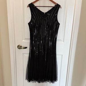 NWOT Chic Black Striped Midi Dress